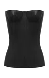 Alex Perry Embossed Leather Cupped Corset Top