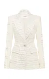 Alex Perry Embossed Leather Single-breasted Blazer