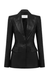Alex Perry Embossed Leather Single-breasted Blazer