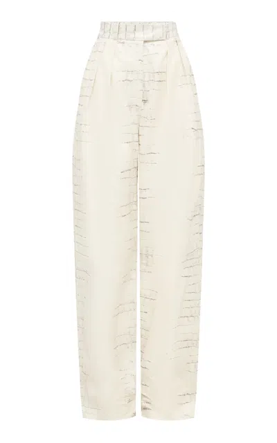Alex Perry Embossed Leather Tailored Trousers