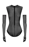 Alex Perry Fine Mesh Bodysuit In Black