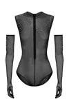 Alex Perry Fine Mesh Bodysuit In Black