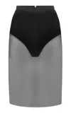 Alex Perry Fine Mesh Midi Skirt In Black