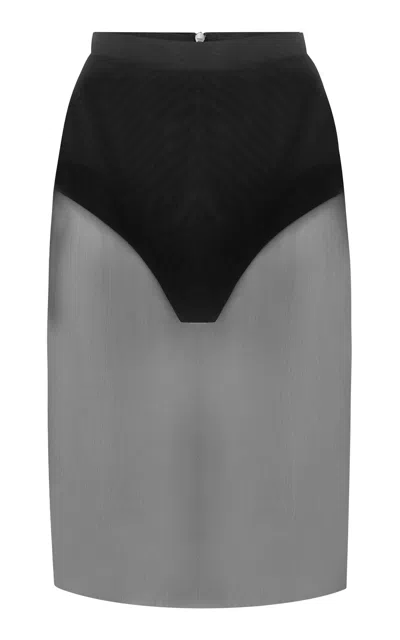 Alex Perry Fine Mesh Midi Skirt In Black