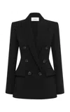 Alex Perry Fitted Double-breasted Wool Blazer In Black