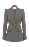 Alex Perry Fitted Double-breasted Wool Blazer In Grey