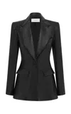 Alex Perry Fitted Leather Blazer In Black