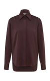 Alex Perry Fitted Satin Crepe Shirt In Brown