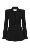 Alex Perry Fitted Wool Suiting Blazer In Black