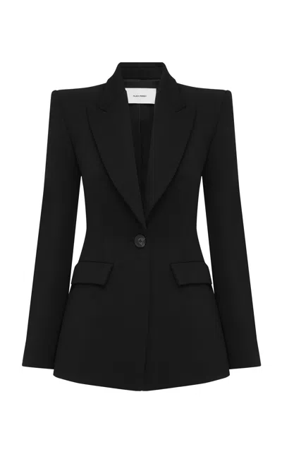 Alex Perry Fitted Wool Suiting Blazer In Black