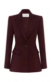 Alex Perry Fitted Wool Suiting Blazer In Burgundy