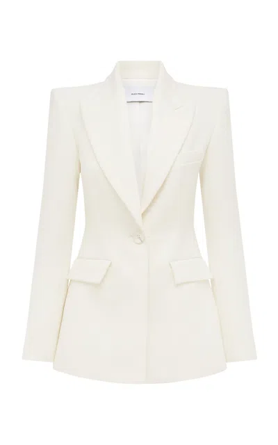Alex Perry Fitted Wool Suiting Blazer In Off-white