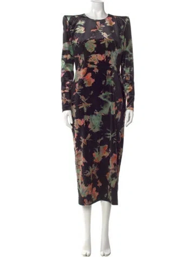 Pre-owned Alex Perry Floral Print Long Dress W/ Tags In Black