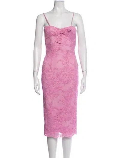 Pre-owned Alex Perry Floral Print Midi Length Dress In Pink