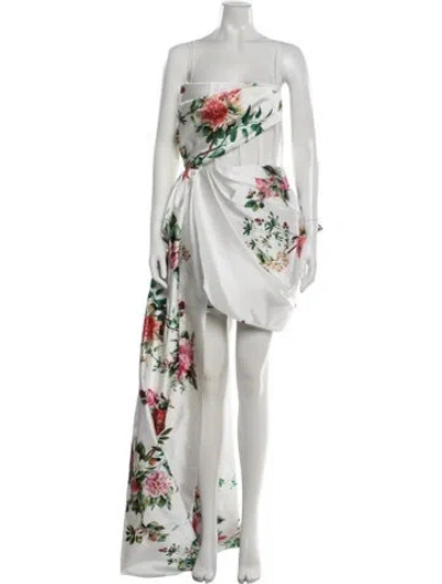 Pre-owned Alex Perry Floral Print Mini Dress In White