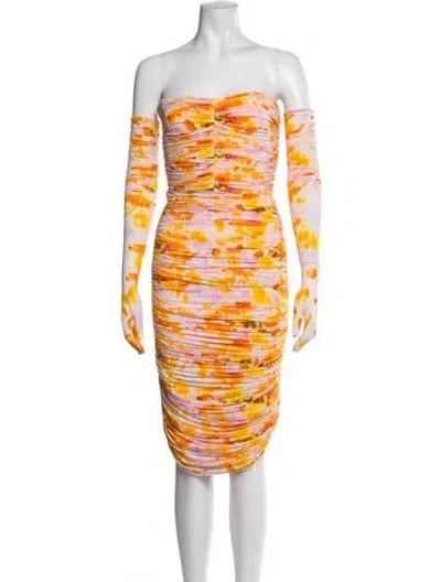 Pre-owned Alex Perry Floral Print Pleated Accents Dress Set In Multicolor