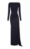 Alex Perry Gathered Crepe Jersey Maxi Dress In Navy