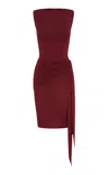 Alex Perry Gathered Crepe Jersey Midi Dress In Burgundy