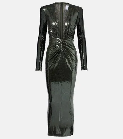 Alex Perry Gathered Sequined Gown
