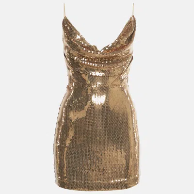 Pre-owned Alex Perry Gold Sequin Corset Mini Dress S