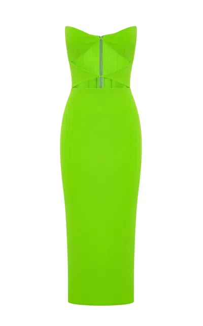Alex Perry Hale Stretch Crepe Cut Out Midi Dress In Green