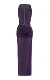 Alex Perry Halter Power Mesh Maxi Dress In Purple