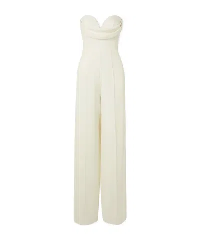 Alex Perry Hayden Strapless Draped Crepe Jumpsuit In White
