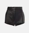 Alex Perry High-rise Leather Shorts In Black