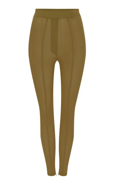 Alex Perry High-rise Power Mesh Leggings In Khaki