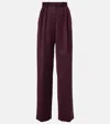 Alex Perry Cropped Wool Suiting Straight-leg Pants In Purple