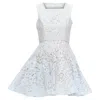 Alex Perry Kea Lace Full Tulle Fit Flared Dress In Blue
