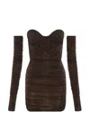 Alex Perry Koda Ruched Minidress In Brown