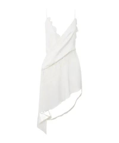 Alex Perry Lace Asymmetric Mini Dress In White