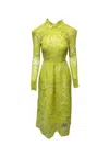 Alex Perry Lace Dress With Shoulder Pads In Yellow Polyester In Yellow