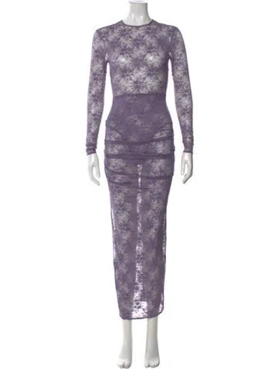 Pre-owned Alex Perry Lace Long Dress In Purple