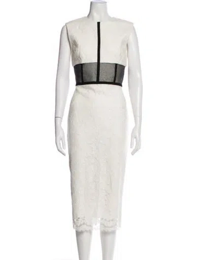 Pre-owned Alex Perry Lace Midi Length Dress In Neutral
