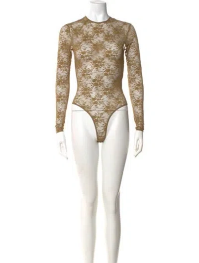 Pre-owned Alex Perry Lace Pattern Crew Neck Bodysuit W/ Tags In Multi