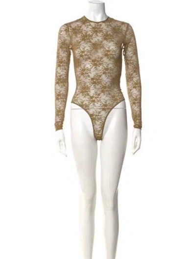 Pre-owned Alex Perry Lace Pattern Crew Neck Bodysuit W/ Tags In Multi