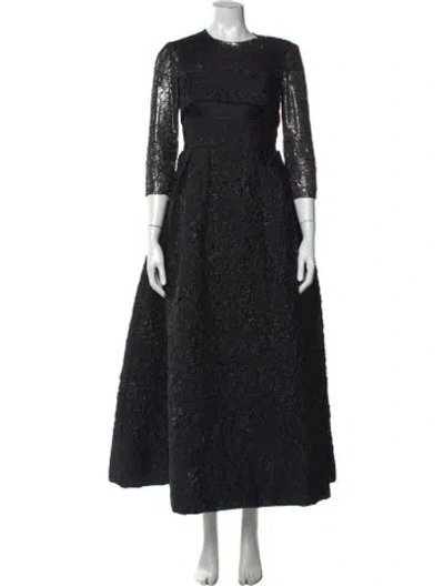 Pre-owned Alex Perry Lace Pattern Long Dress In Black/metallic