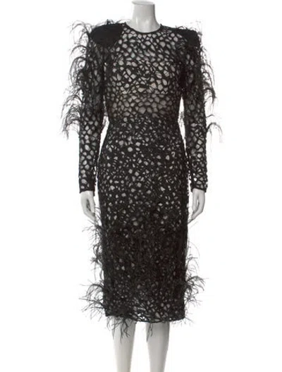 Pre-owned Alex Perry Lace Pattern Midi Length Dress In Black
