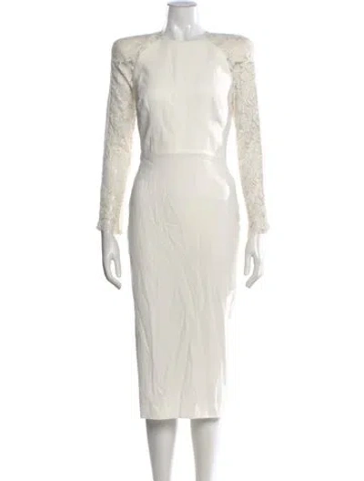 Pre-owned Alex Perry Lace Pattern Midi Length Dress W/ Tags In White