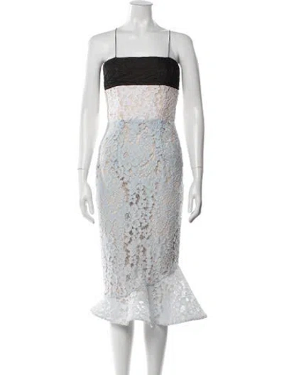 Pre-owned Alex Perry Lace Pattern Midi Length Dress In White