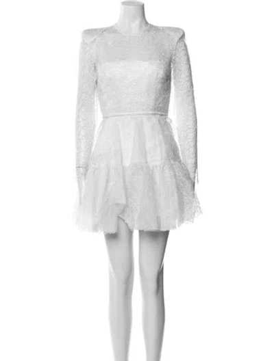 Pre-owned Alex Perry Lace Pattern Mini Dress In Metallic/white