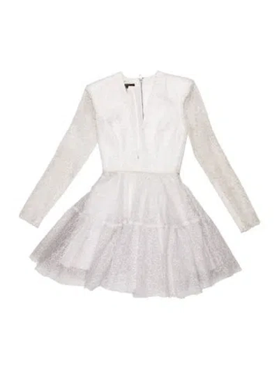 Pre-owned Alex Perry Lace Pattern Mini Dress In White