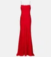 Alex Perry Lace-trimmed Crêpe Satin Gown In Red