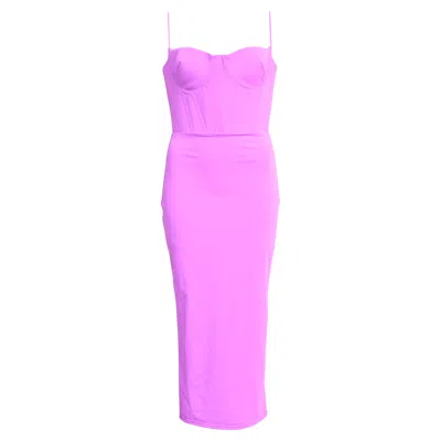 Pre-owned Alex Perry Lane Corset Midi Dress In Purple Nylon