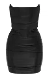 Alex Perry Leather Corset Mini Dress In Black