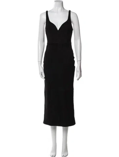 Pre-owned Alex Perry Leather Long Dress In Black