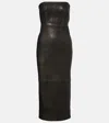 Alex Perry Leather Midi Dress In Black