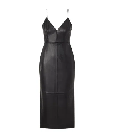 Alex Perry Bikini Leather Midi Dress In Black